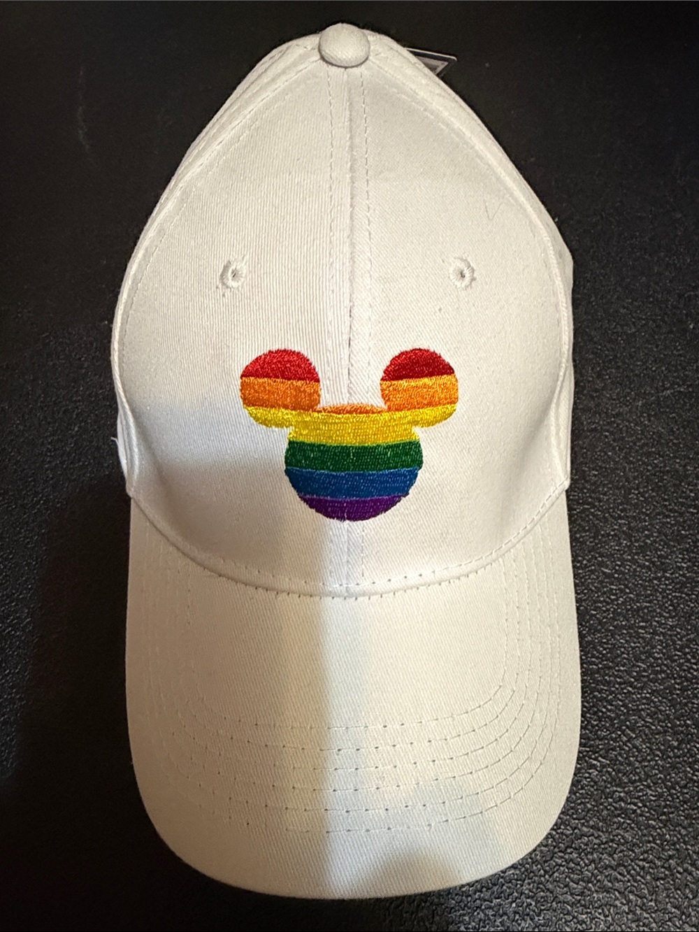 Disney Pride White Baseball Cap with Rainbow Mouse Icon